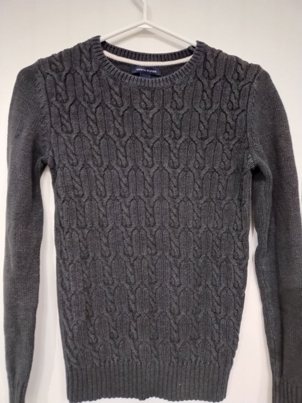 Tommy Hilfiger cable knit unisex cotton blend sweater